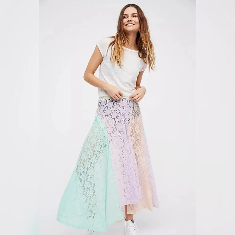 Intimately Free People Color Me Maxi Skirt - Sorbet Combo - Small